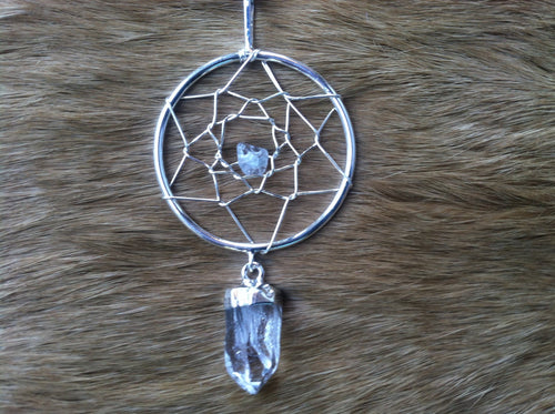 Quartz dream catcher necklace/pendent  silver