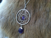 Load image into Gallery viewer, Amethyst dream catcher necklace/pendent  silver