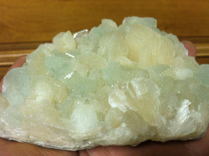 Green Apophyllite and Stilbite crystal mineral specimen