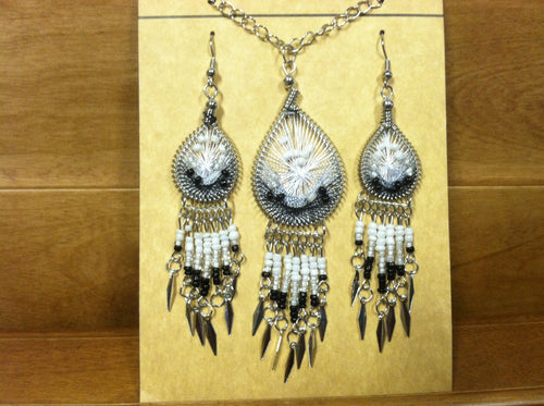 Dream catcher necklace and earring set