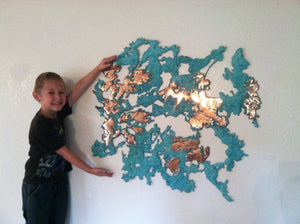 Patina Solid Copper Specimen with areas Polished  XXL